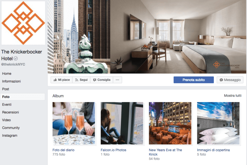 Migliori pagine Facebook per hotel