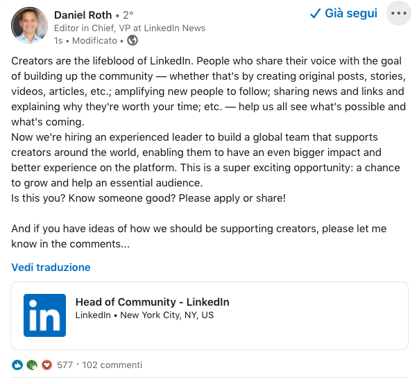 daniel roth si esprime sui content creator di linkedin