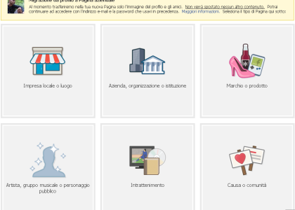 Link per Migrare da profilo Facebook a pagina fan/aziendale