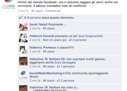 taggare amici nei commenti di facebook